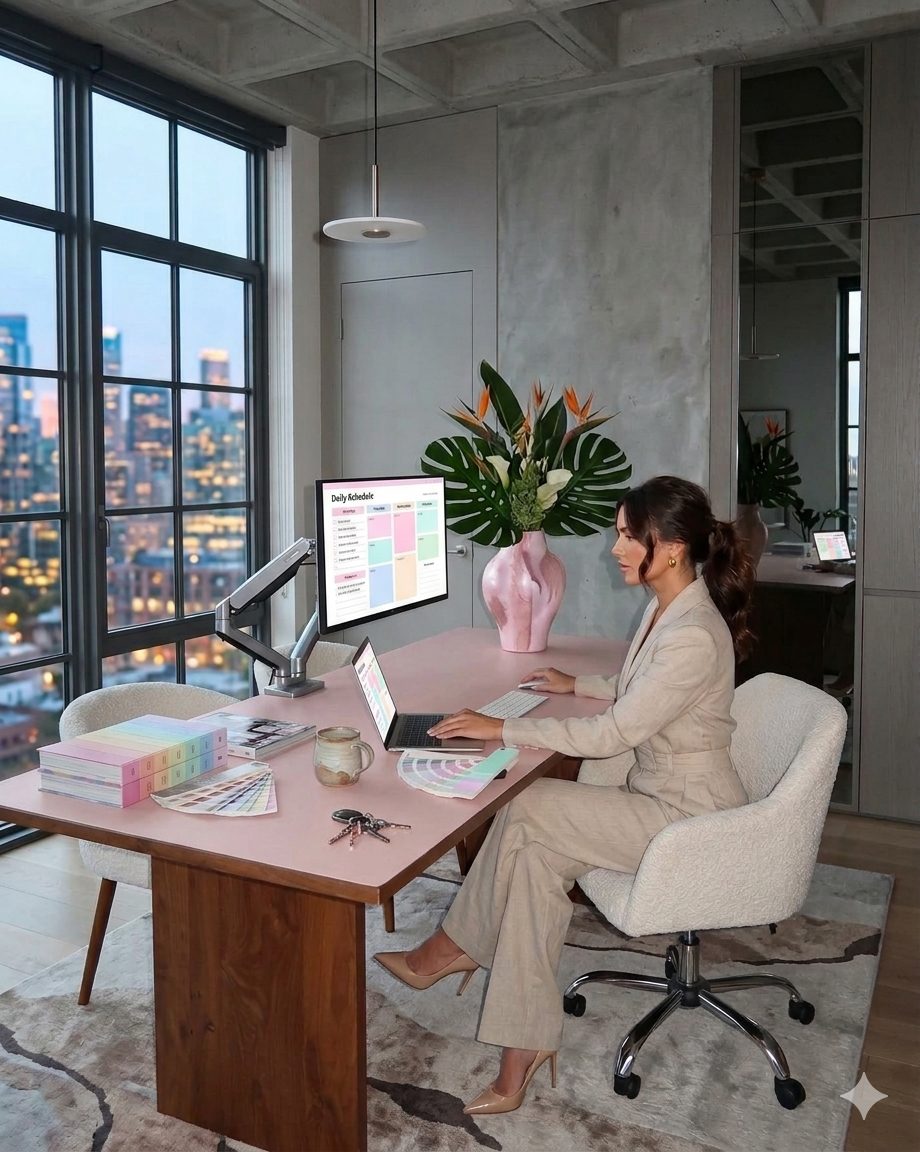 Mujer trabajando con claridad y energía